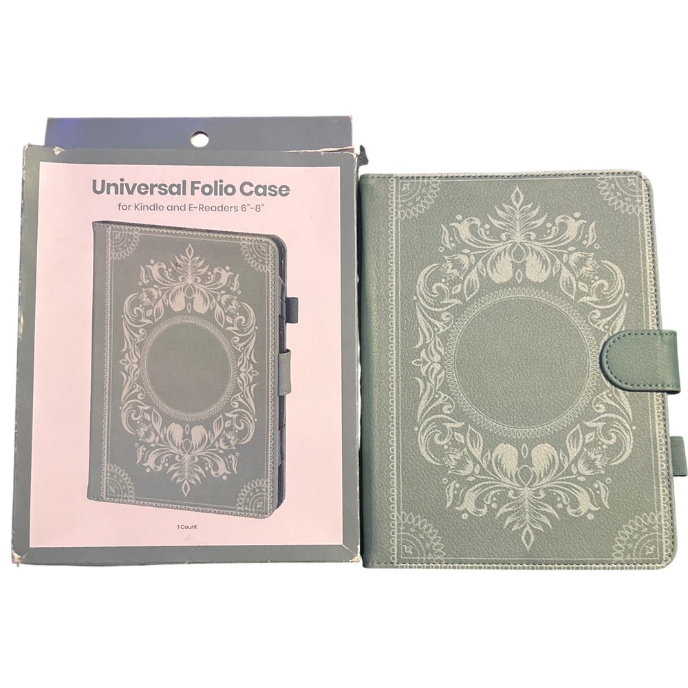 NEW iHome Universal Folio Case Sage Green Floral Kindle E-Reader Cover 6–8 Inch